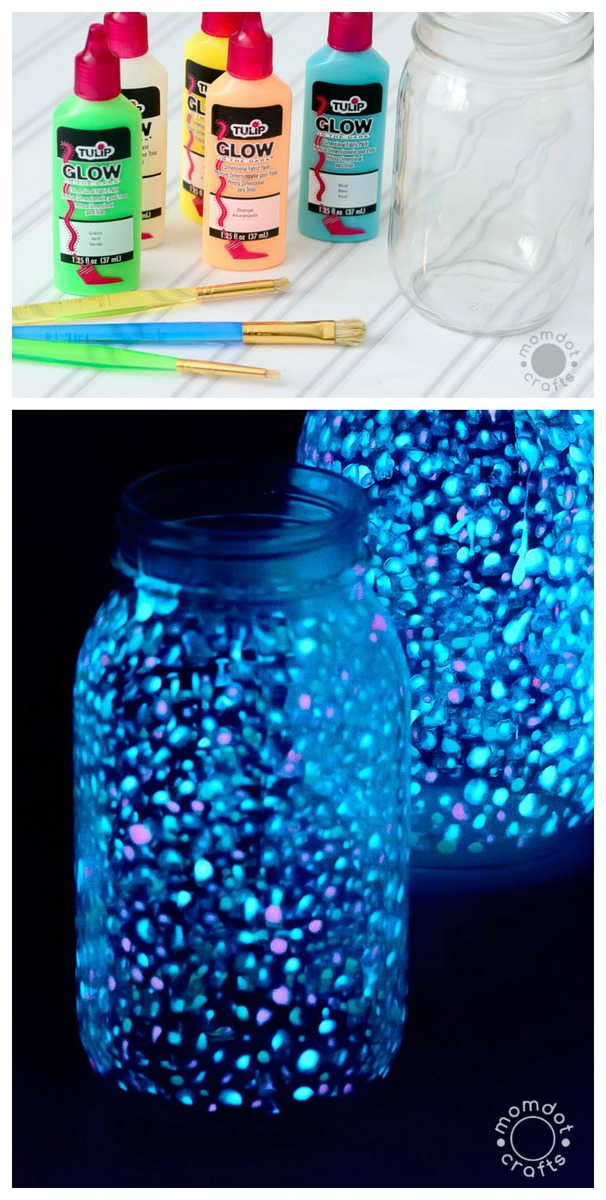 Glow in the dark galaxy jars