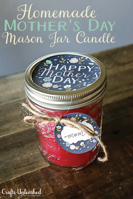DIY decorated candles as Mother's Day gift.