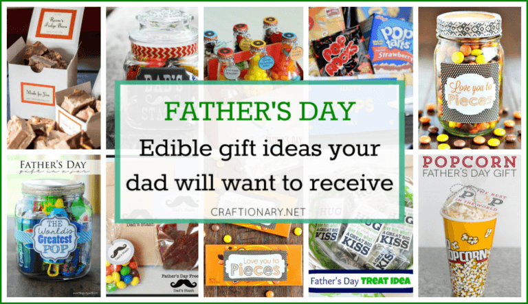 20 Edible Gift Ideas for Father's Day with free printables