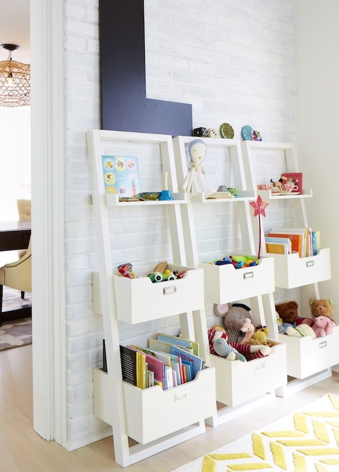 Playroom Leaning Shelves 