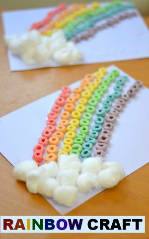 Kids crafting with cereal, froot loops and cheerios (21 ideas)