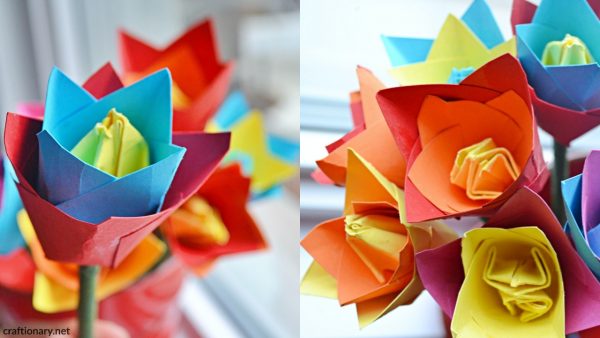 Origami tulip flower craft - Make stunning paper flowers