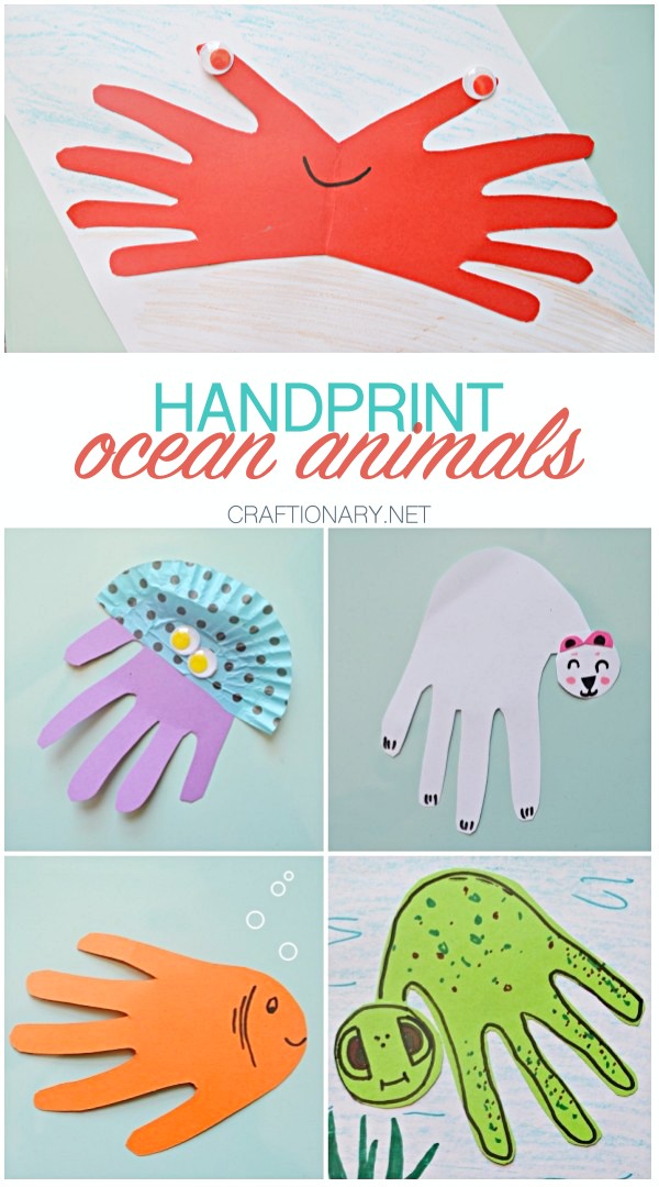 5 Easy ocean handprint construction paper animals - Craftionary