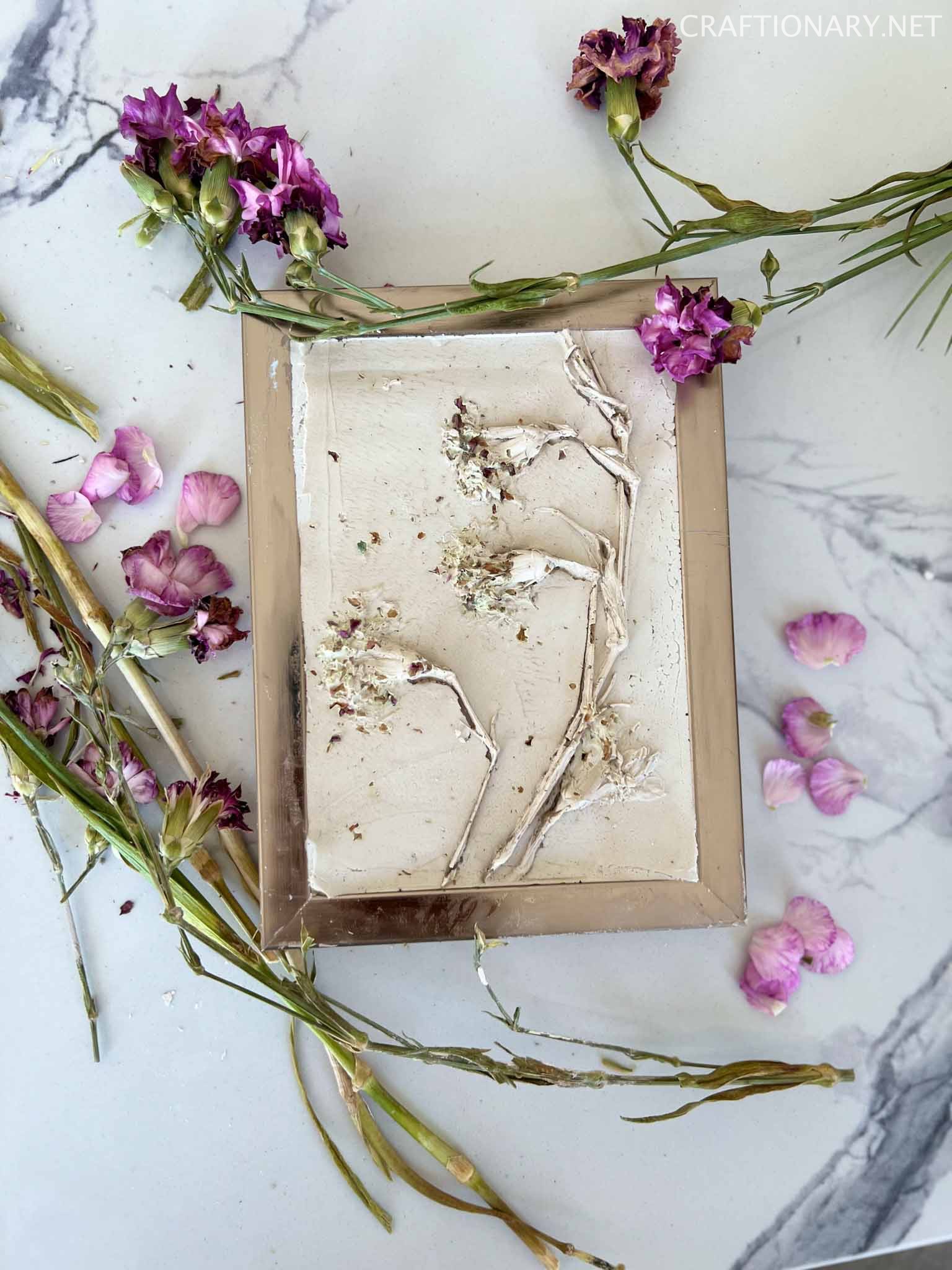 bas-relief dried botanicals casting art frame natural look expensive