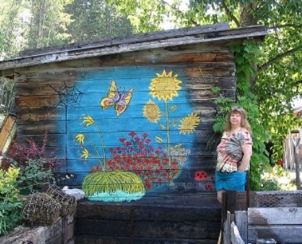 Bright and cheerful butterfly mural