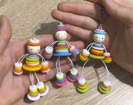 Button Doll Keychains