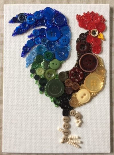 Farmhouse style rooster button art