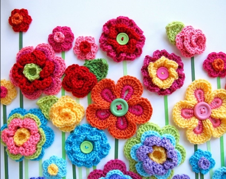 crochet button flowers with 5 petals 3