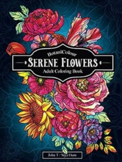 Adult Coloring Book with beautiful realistic flowers