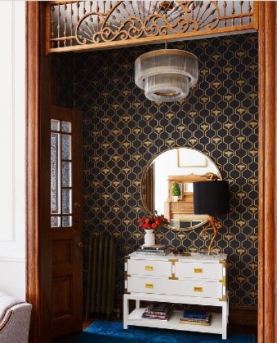 Dark Toned Wallpaper for Foyer Decor