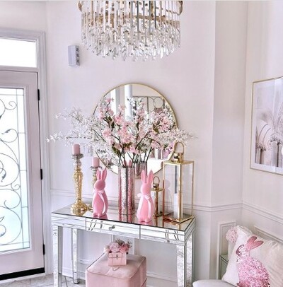 Spring cherry blossoms and blush pink chic decor