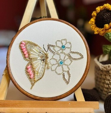 Butterfly with Beaded Embroidery 