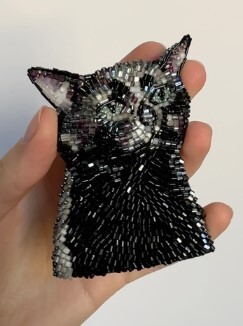 Cat with beaded Embroidery