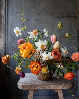 Dutch flower arrangement with various flowers