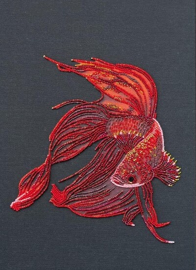 Ruby Red Betta Fish Bead Embroidery Kit