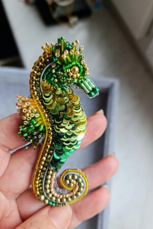 Sea Horse Brooch Bead Embroidery Kit