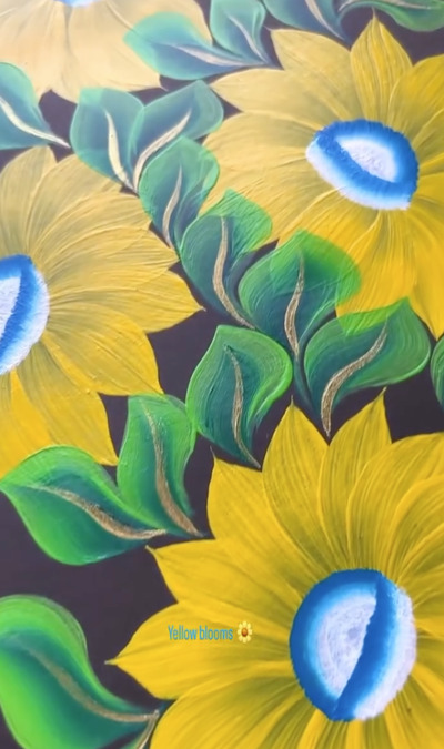 Sunflower-Painting-on-Black-Sheet