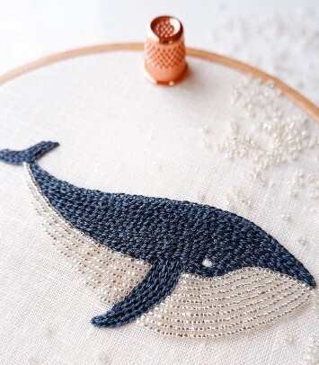 Whale with beaded Embroidery