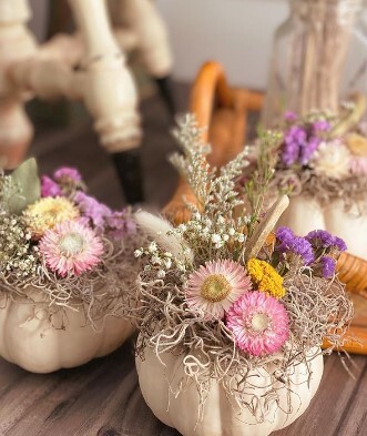 mesmerizing fusion of flowers with pumpkins