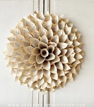 Book-Pages-Dahlia -Flower-Wreath