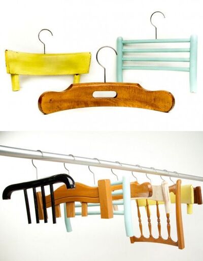 Repurpose old chair back as hangers