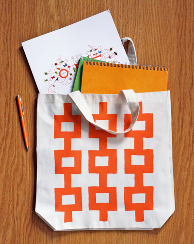 stenciled tote bag