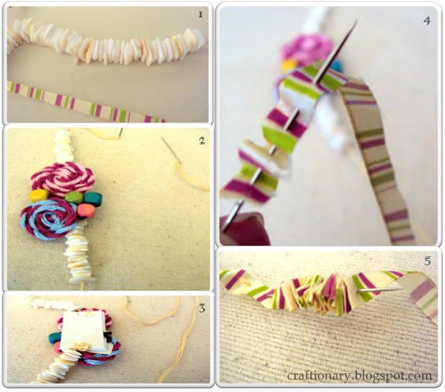 yarn rosettes necklace