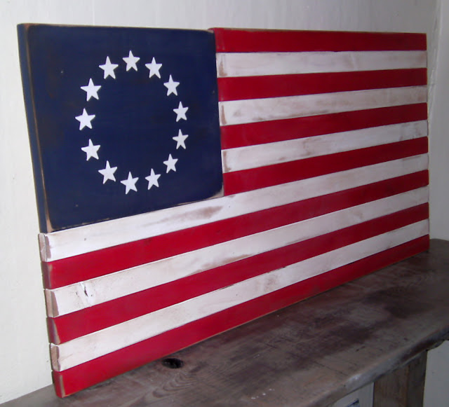 painted wooden American flag
