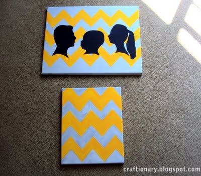 DIY Chevron painted canvas silhouette project