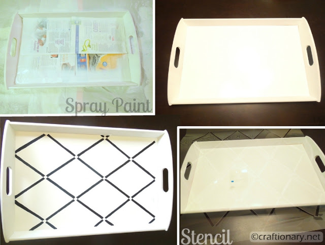 how to stencil on wood paint decorative tray